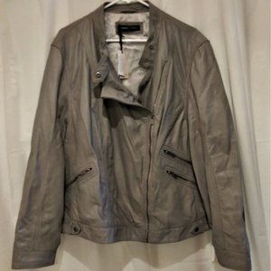 Leather "moto" style jacket, gray, NWT 28 Eloquii